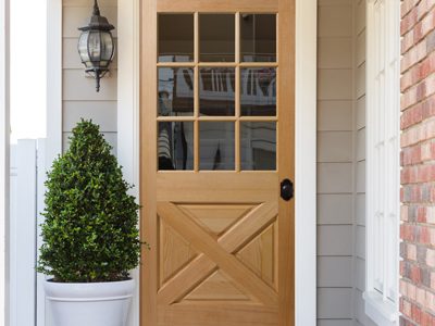 Light Wood Front Door Installation